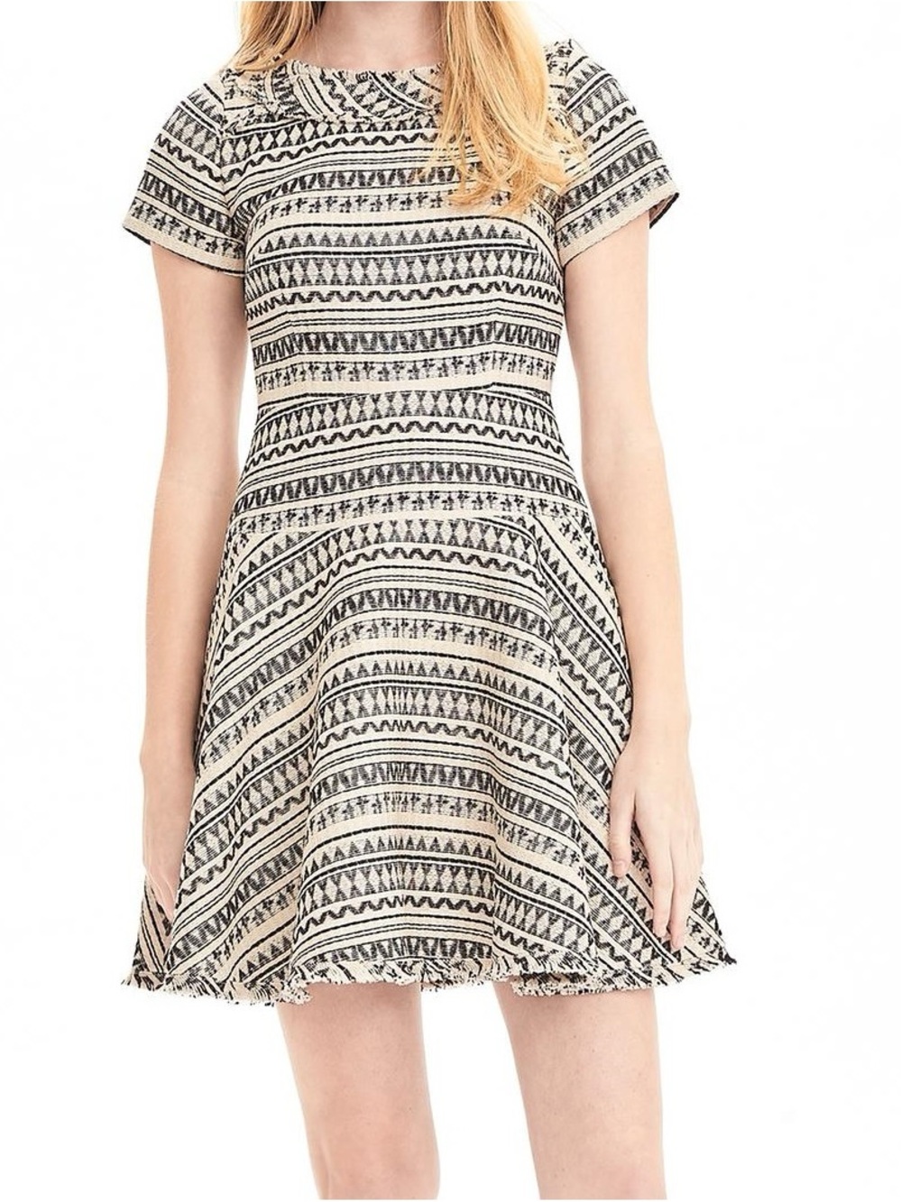 NWT Banana Republic Jacquard Fit & Flare Dress - Black & Cream Size 0